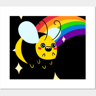 Rainbow Bee Posters and Art